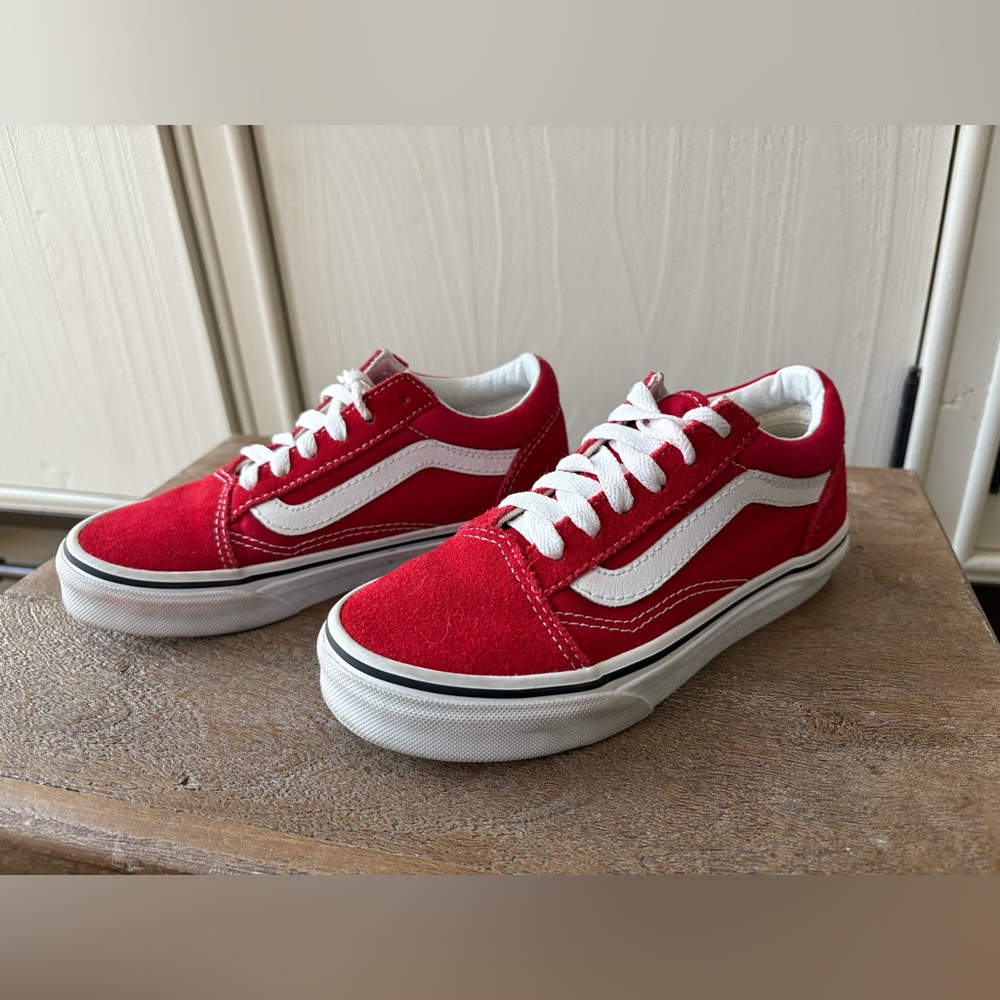 Vans Kids Red and White Sneakers